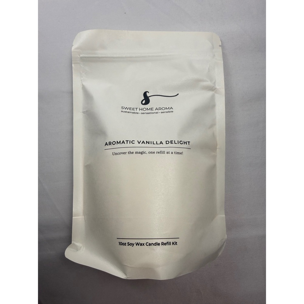 Sweet Home Aroma Aromatic Vanilla Delight Soy Wax Candle Refill Kit 10 oz NEW